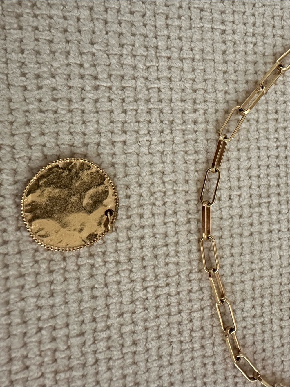Sezane Chain Necklace with Textured Coin Charm - Picture 5 of 6